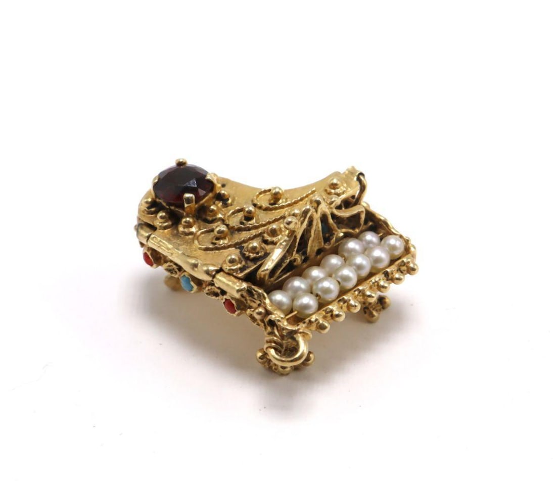 Vintage 14Kt Yellow Gold & Multi-Precious Piano Charm (1 of 4)