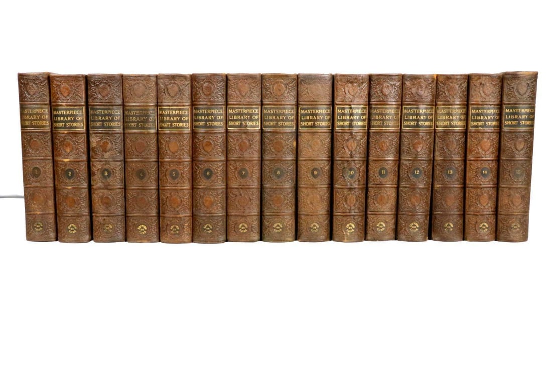 Masterpiece Library of Short Stories Vol. 1-15 Hardcover: “Masterpiece Library of Short Stories” Volumes 1–15 Collector’s Edition A multi-volume leather-bound set titled “Masterpiece Library of Short Stories,” edited by J.