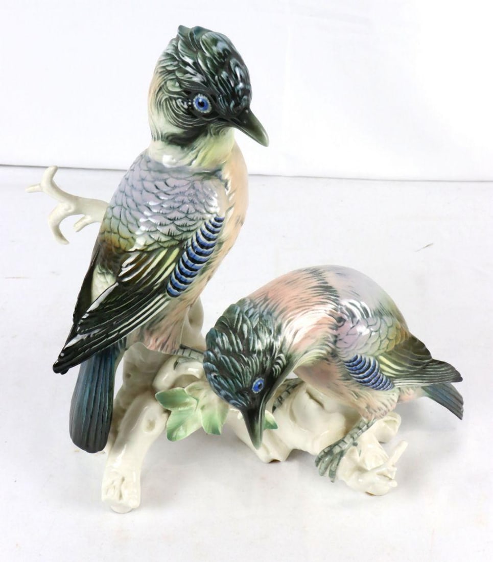 Karl Ens Porcelain Blue Tits Sculpture (1 of 4)