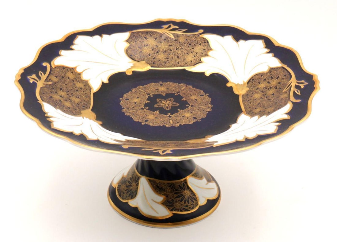 Antique Echt Weimar Kobalt German Hand Painted Porcelain Cake Plate (1 of 3)