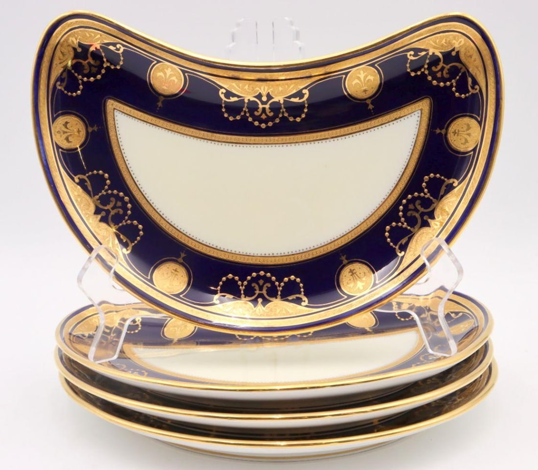 4 Pc. Antique Mintons Crescent Shaped Sandwich Plates (1 of 5)