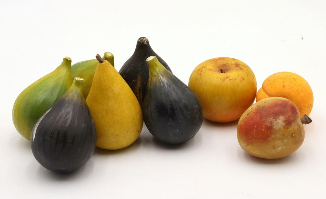 9 Pc. Italian Hand Painted Carved Alabaster Fruit (1 of 7)