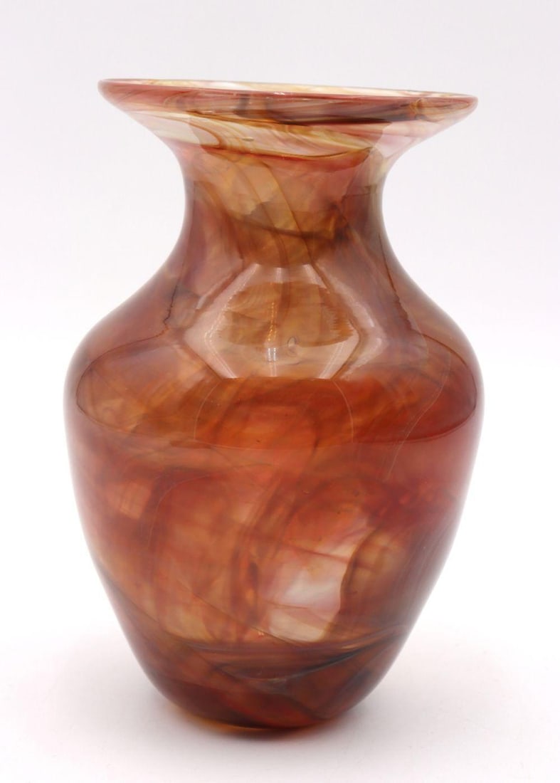 R. Volley Amber Blown Glass Vase (1 of 3)