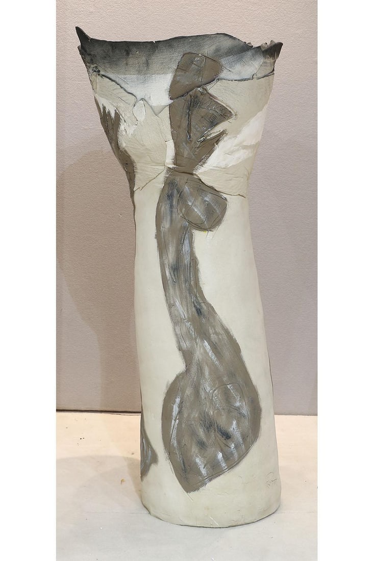 Large Signed Ceramic Hand Painted Urn - 2