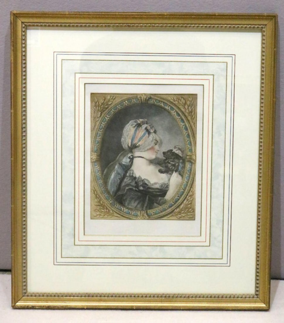 Antique French Colored Lithograph on Paper (1 of 3)