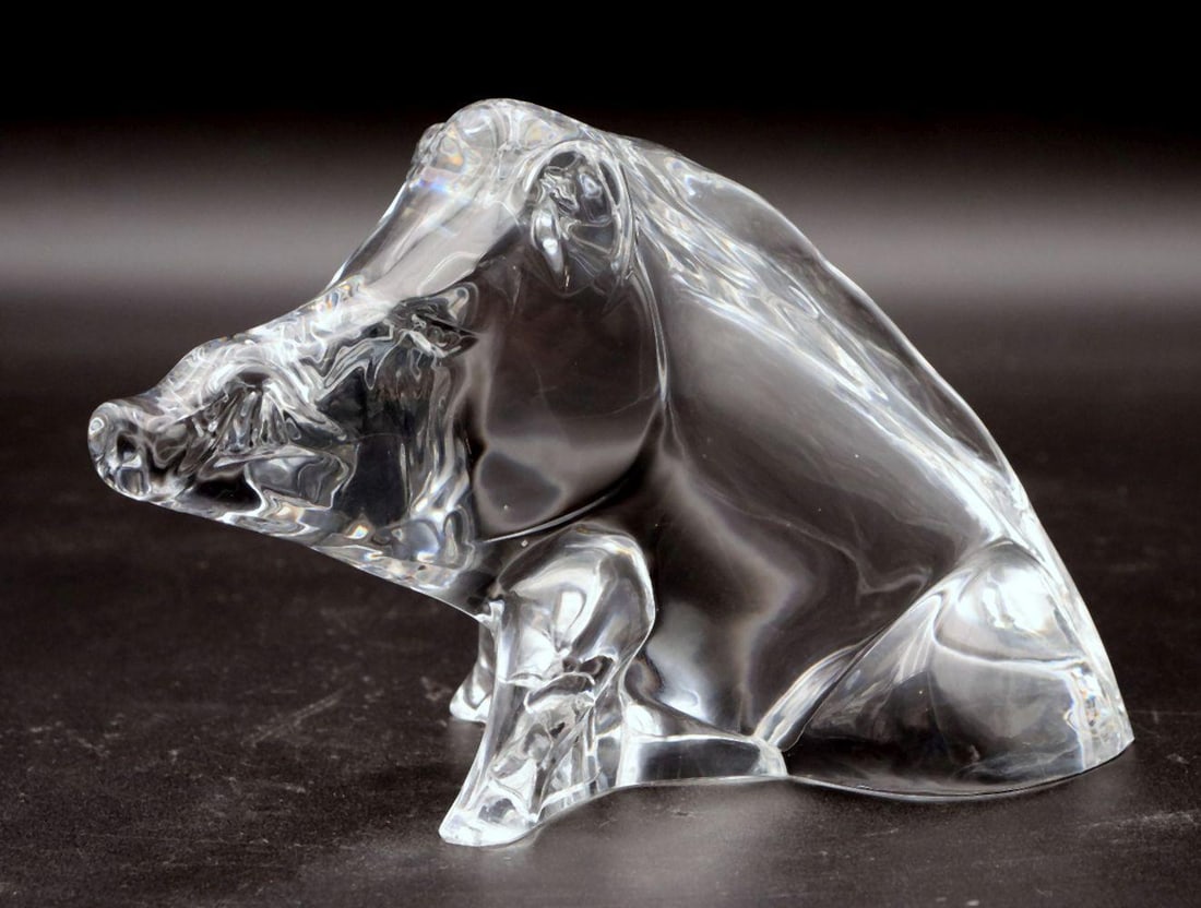 Baccarat "Boar" Crystal Sculpture: Baccarat “Boar” Crystal Sculpture French Contemporary 4 1/8" H x 6" L A Baccarat crystal sculpture depicting a boar, executed in clear glass with smooth contours and fine detailing