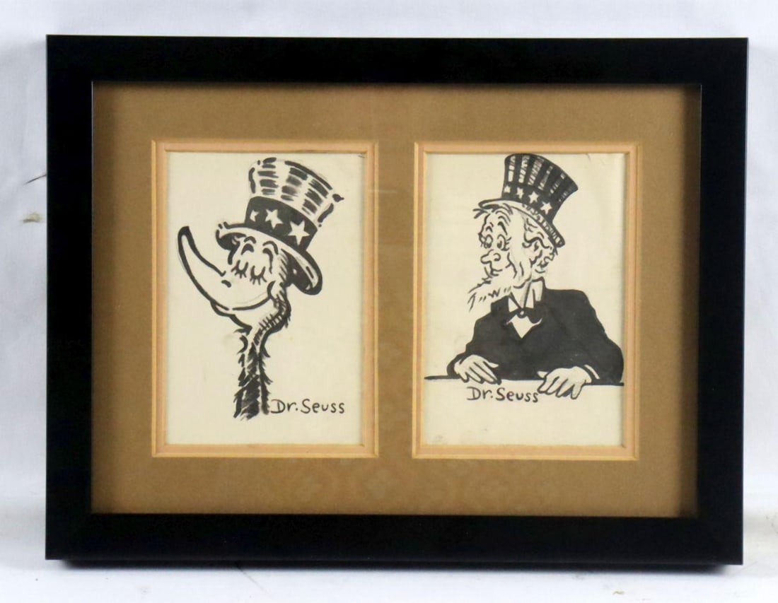 Pair of Dr. Seuss Etchings in Pencil & Marker on Paper (1 of 5)