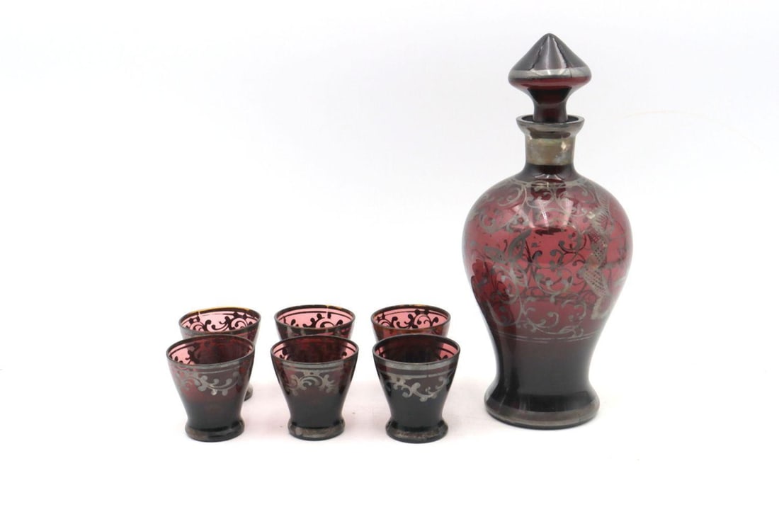 Vintage Glass Decanter with Shot Glasses (1 of 4)