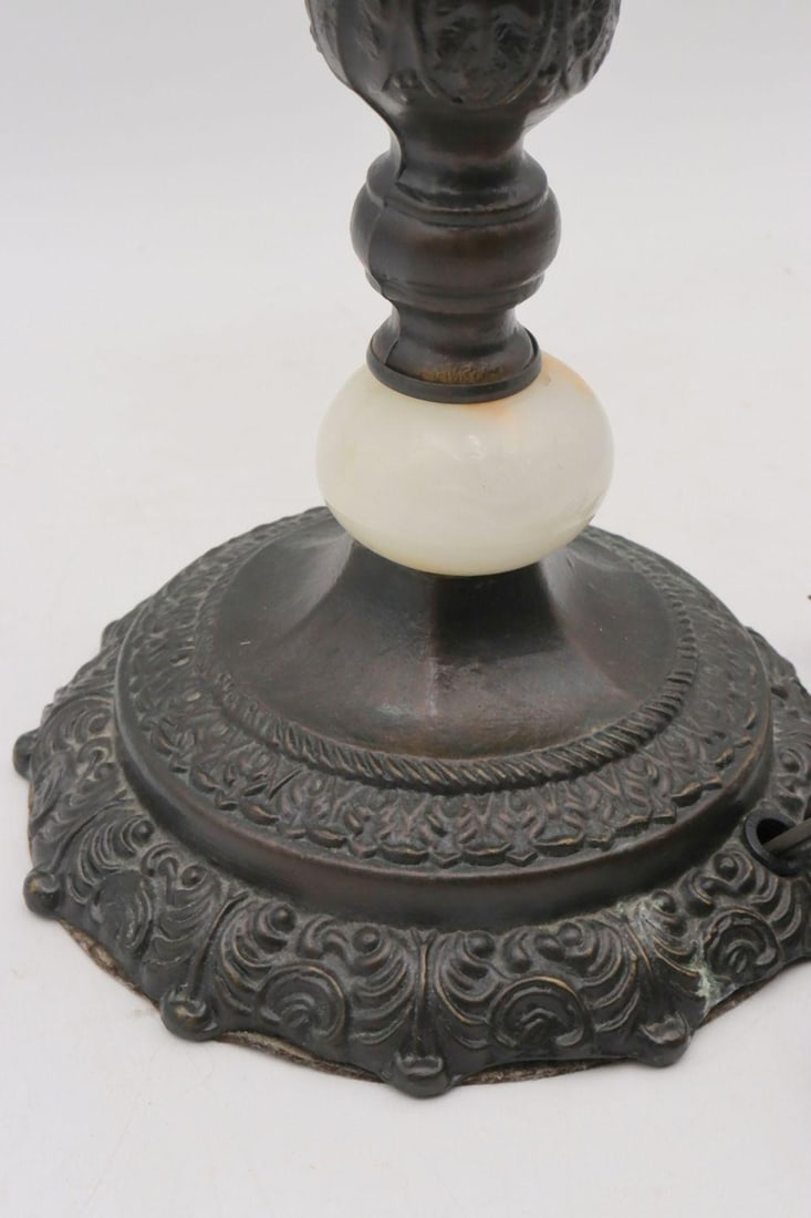 20th C. Bronze and Cut Stone Lamp - 3
