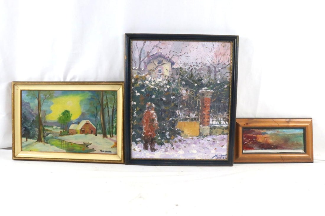 Lot of 3 Canadian Inspired Oil Paintings (1 of 5)