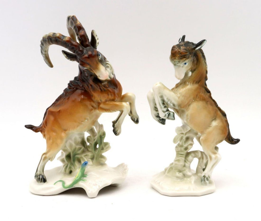 Pair of Karl Ens Porcelain Hand Painted Goats (1 of 4)
