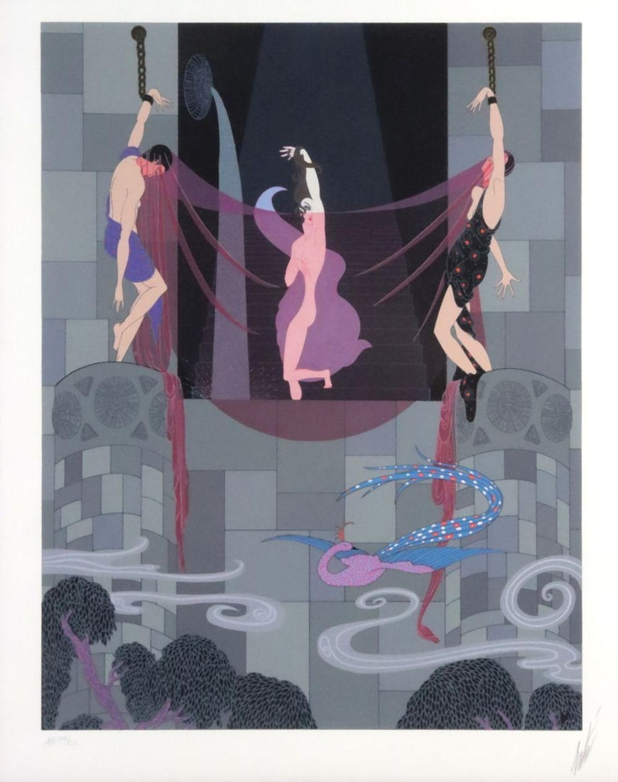 Erté (French, 1892–1990) "The Chaste Susanna" Serigraph (1 of 5)