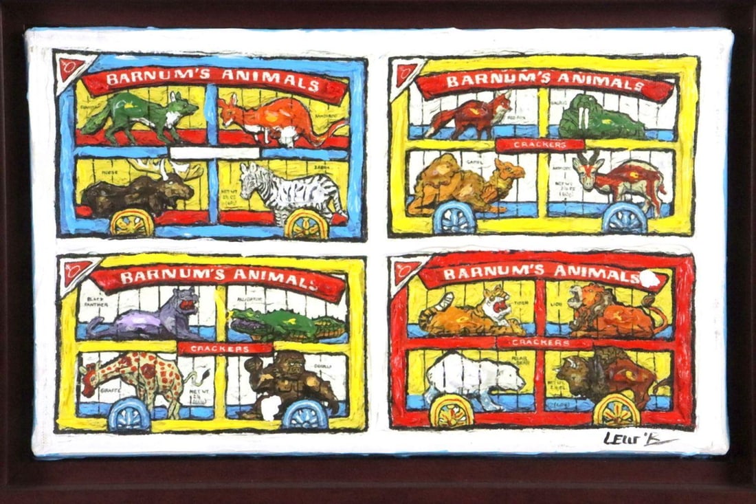 Leslie Lew (American, b. 1953) "Animal Crackers" Monotype on Canvas (1 of 5)