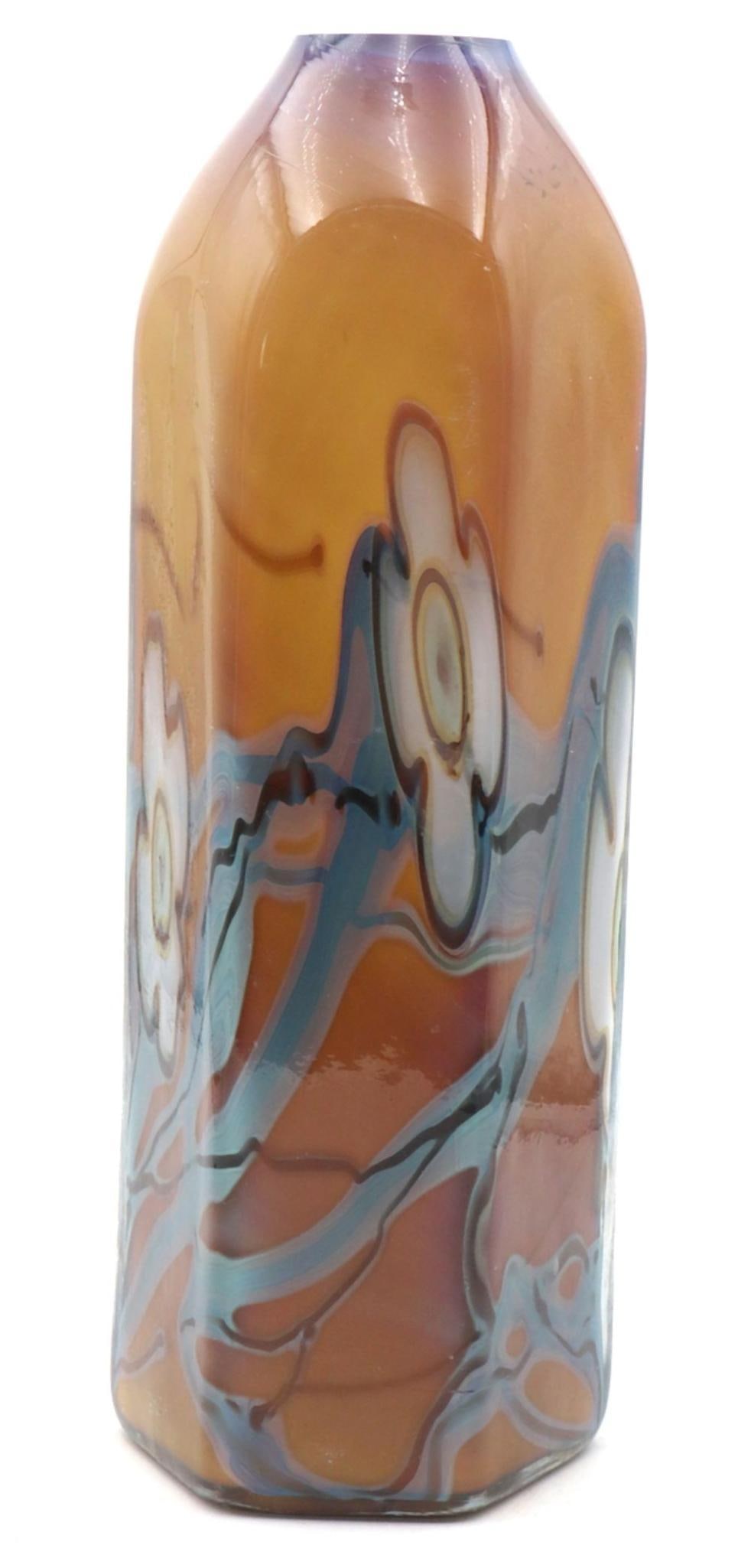 Daniel Edler (American, 20th Century) “Floral Hex Senis” Art Glass Vase (1 of 4)