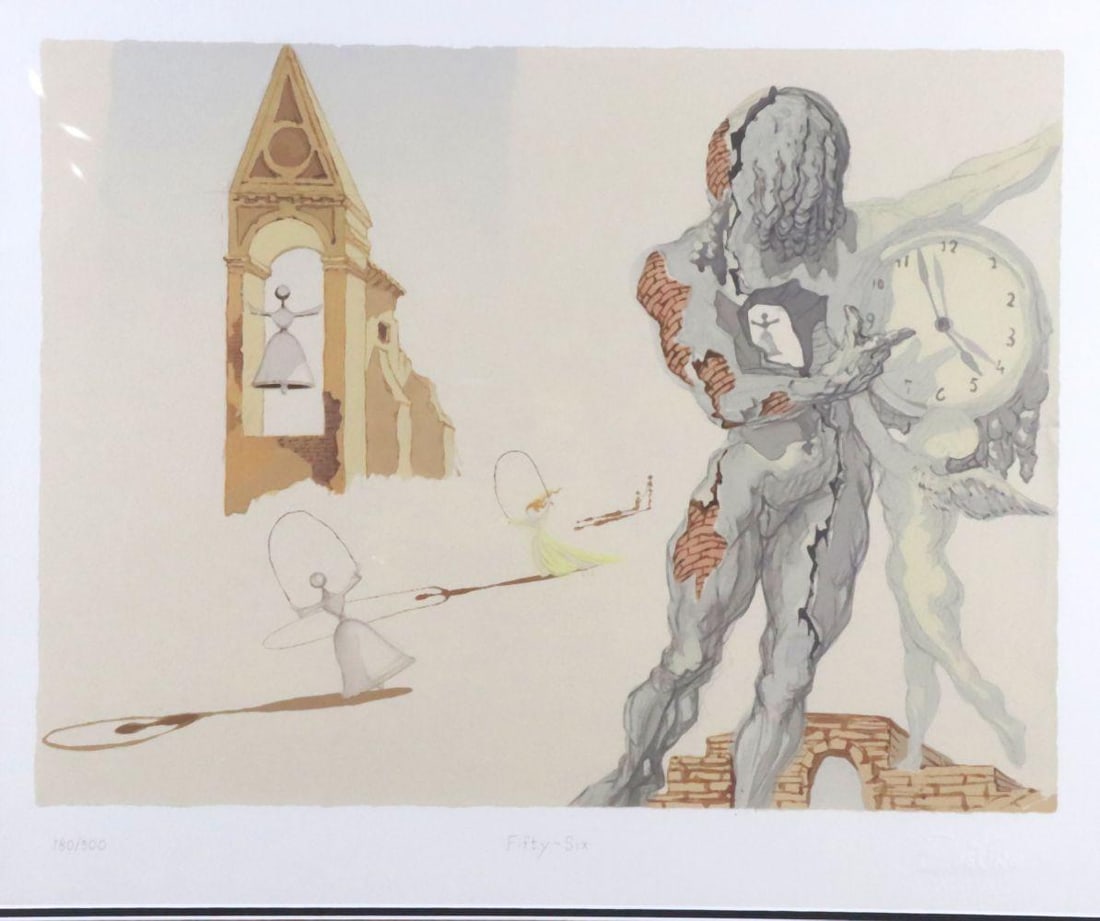 Salvador Dalí (Spanish, 1904–1989) “Destino #56” Lithograph: Salvador Dalí (Spanish, 1904–1989) “Destino #56” Color Lithograph from the Destino Suite Measures approx. - 30” H x 34” W with frame. A Surrealism composition from t