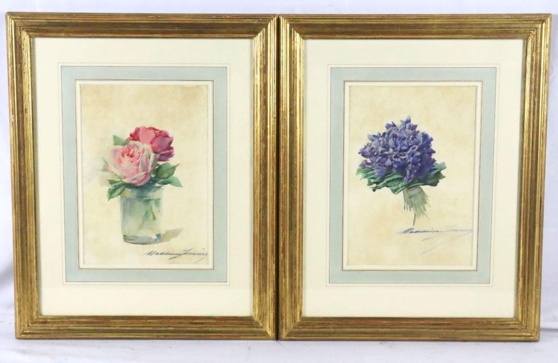 Pair of After Madeleine Lemaire (French, 1845–1928) Floral Prints: Pair of After Madeleine Lemaire (French, 1845–1928) Floral Prints. 16” W x 20” H Depicting delicate floral bouquets in the artist’s characteristic watercolor style, including r