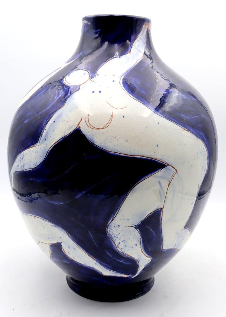 Pierre Boncompain (French, b. 1938) Hand-Painted Glazed Ceramic Figural Vase (1 of 6)