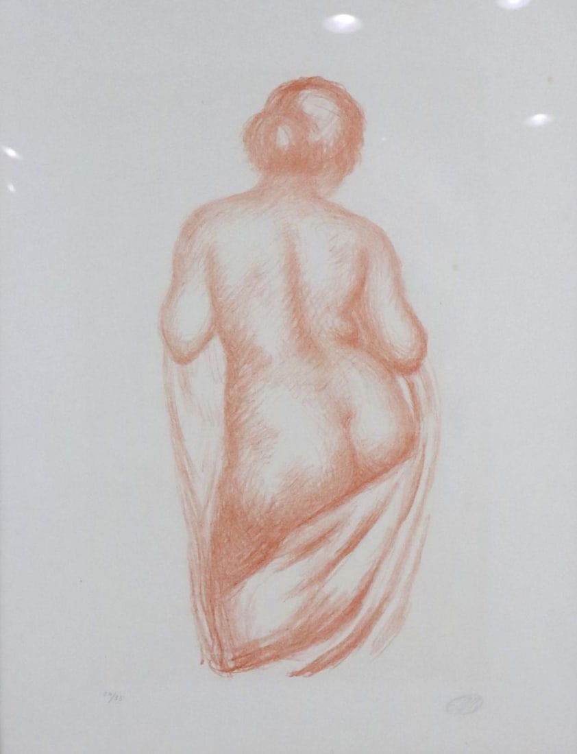 Aristide Maillol "Draped Nude" Lithograph: Aristide Maillol (French, 1861–1944) "Draped Nude" Lithograph 22" W x 35" H. Aristide Maillol's "Draped Nude" is a lithograph depicting a standing female figure