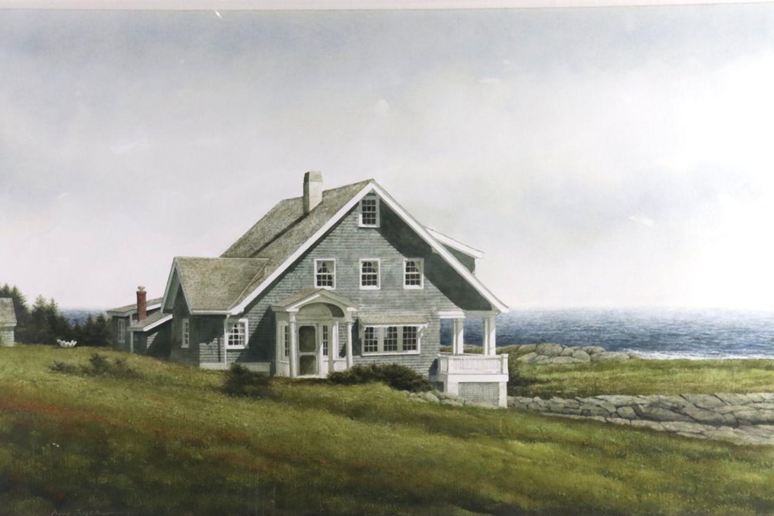 Doug Brega (American, b. 1953) "Coastal House" Watercolor on Paper (1 of 4)