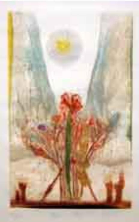 Unknown Artist "Still Life Of Red Flowers" Etching (1 of 1)