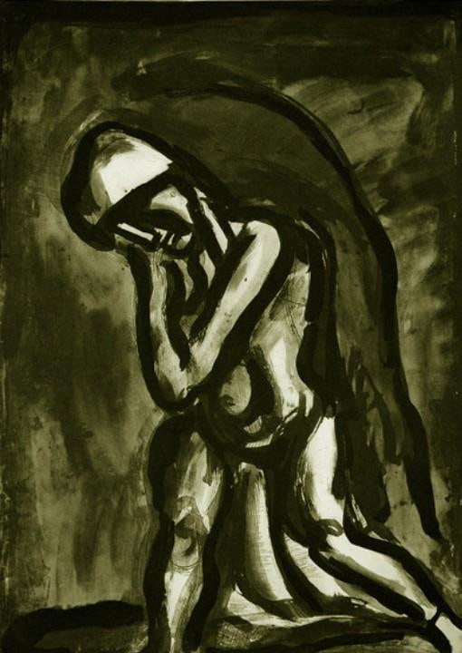 Georges Rouault "Hiver Lepre De La Terre" Print: Georges Rouault (French, 1871-1958) Aquatint And Etching On Paper, 1948 Edition: 450, 14.5 x 20.5 inches Additional Details: Plate 24 of 58 from Miserere. Aquatint, etching, drypoi