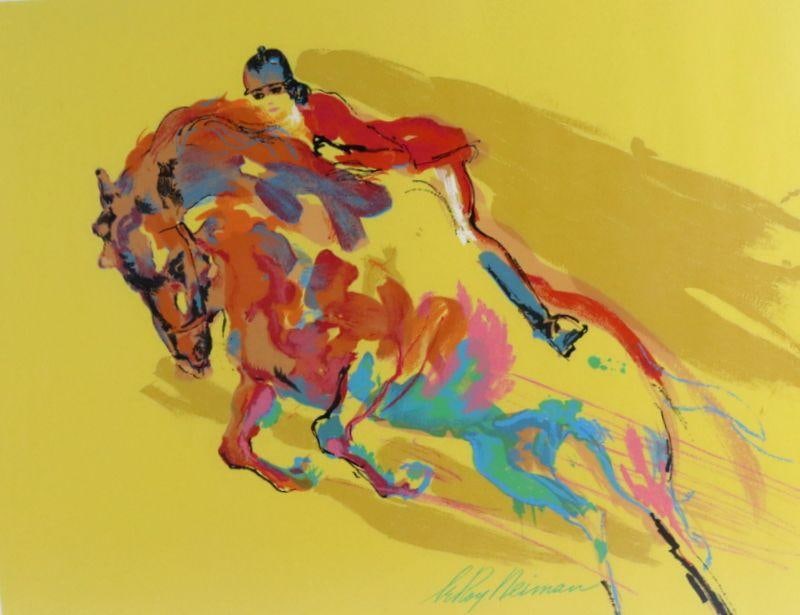 LeRoy Neiman "Equestrian" Print: LeRoy Neiman (American, 1928–2012) Untitled Print; signed in plate Image: 18.25" H x 24" W Frame: 23" H x 29.25" W A print by American artist LeRoy Neiman, signed in the plate. P