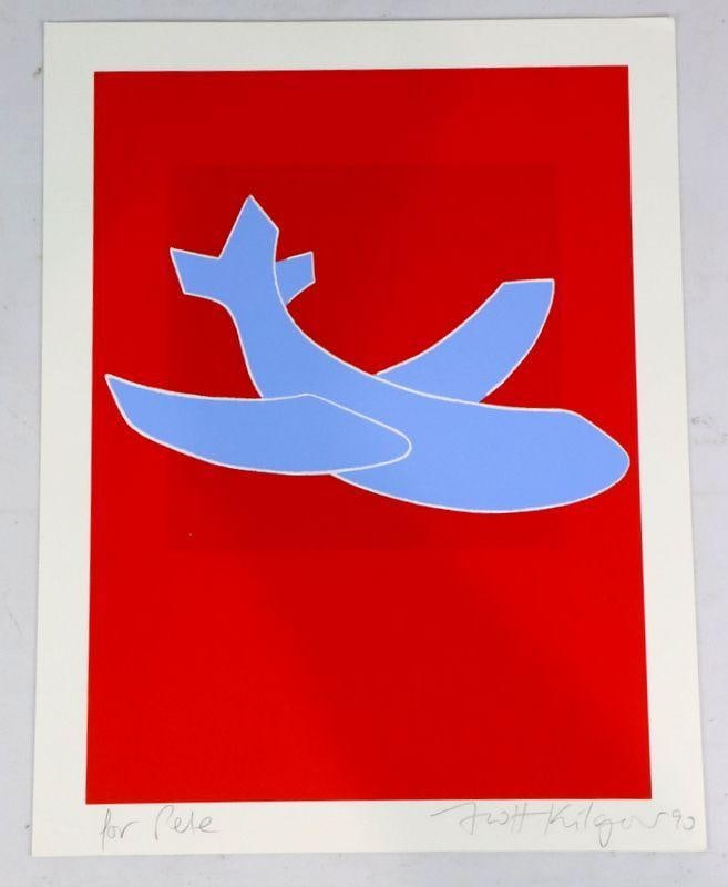 Scott Kilgour "Airplane" Print: Scott Kilgour (American, b. 1950) Untitled Screenprint, 1990; pencil signed, blind stamped, dedicated “for Pete,” with copyright stamp on verso Overall: 17" H x 13" W A 1990