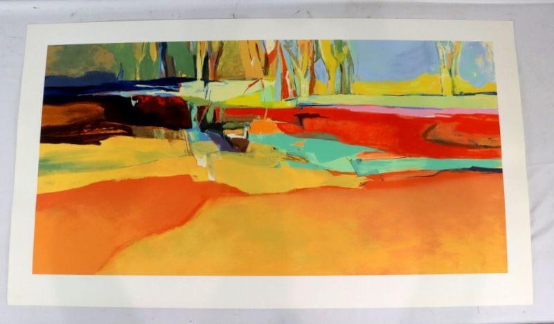 Unknown Artist Abstract Landscape Print/Proof Sheet: Unknown Artist Untitled Unsigned; Screened Images blind stamp Sheet: 24.5" H x 43" W An unsigned work bearing the Screened Images blind stamp. Provenance: Estate of Peter K. Engert. Condition: