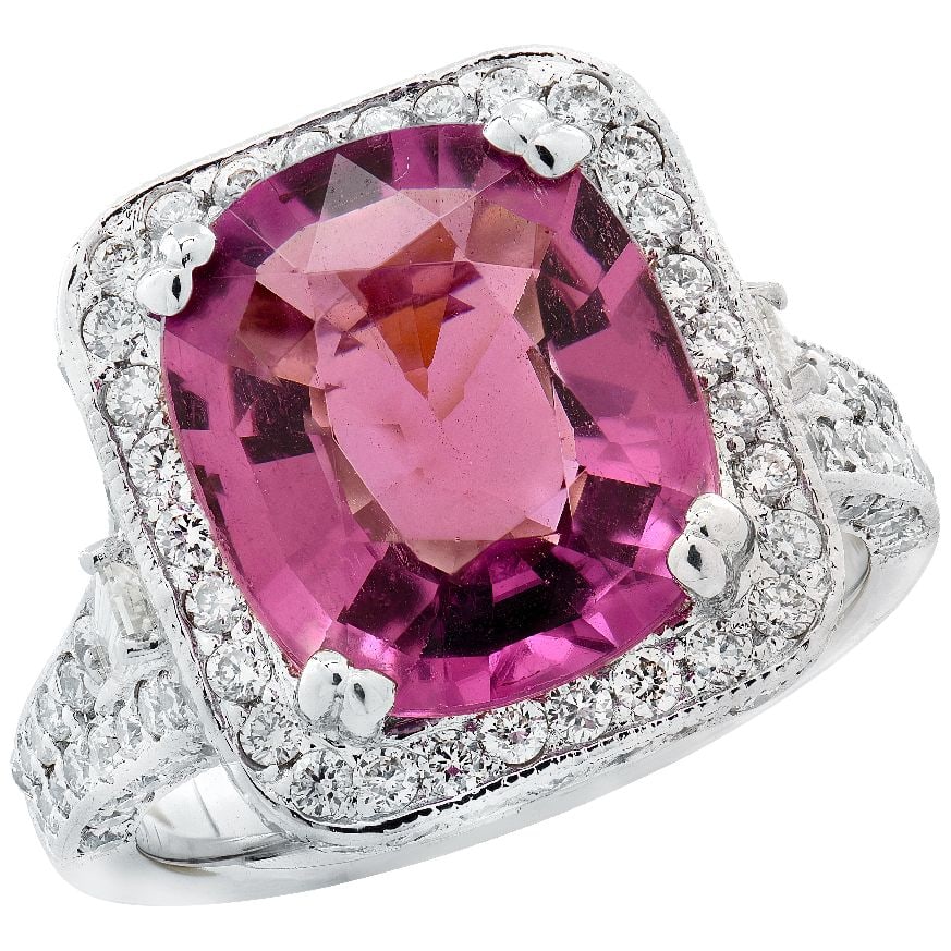 6.30 Carat Pink Tourmaline & Diamond Ring (1 of 5)