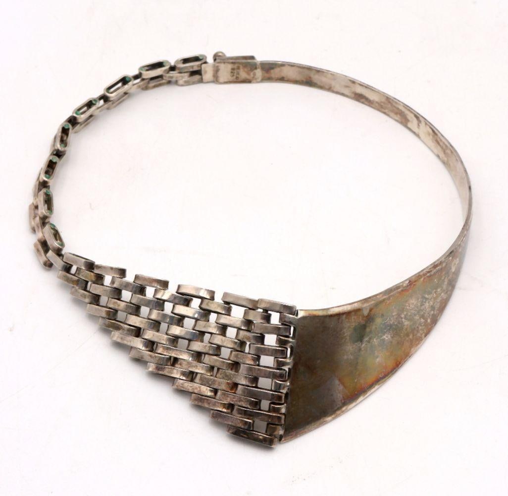 Vintage Mexican Silver Post Modern Choker Necklace: Vintage Mexican Silver Postmodern Choker Necklace Stamped "Mexico 925" 5.5" W x 6" L Total weight: 3.22ozt Overall Good condition. Have a similar item to sell? Contact us at