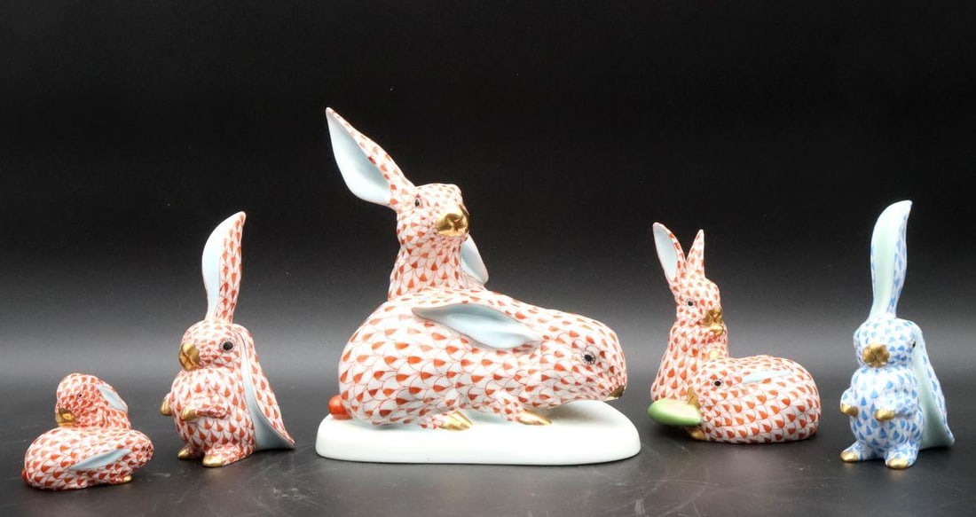 5 Pc. Herend "Rabbit" Figurines (1 of 10)