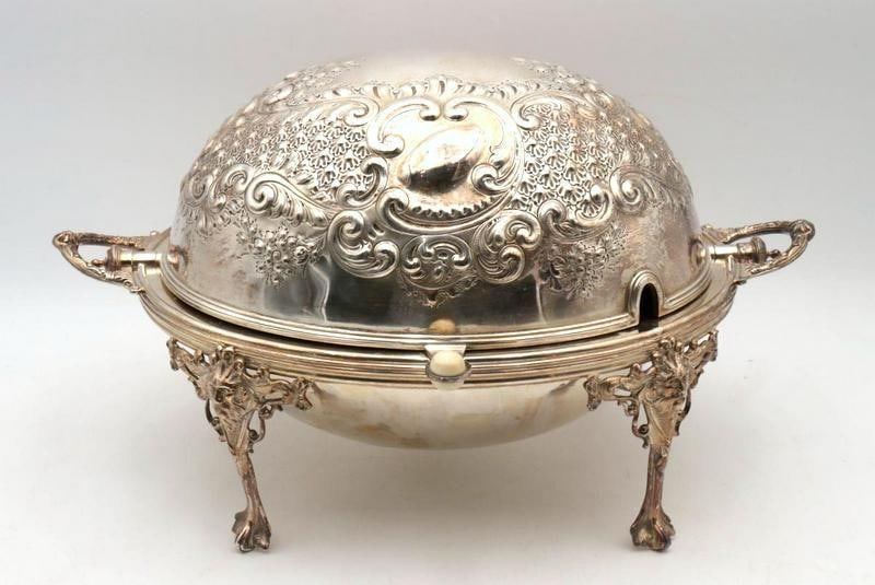 Large 19th C. Silver Plated Revolving Dome Chafing Dish (1 of 4)