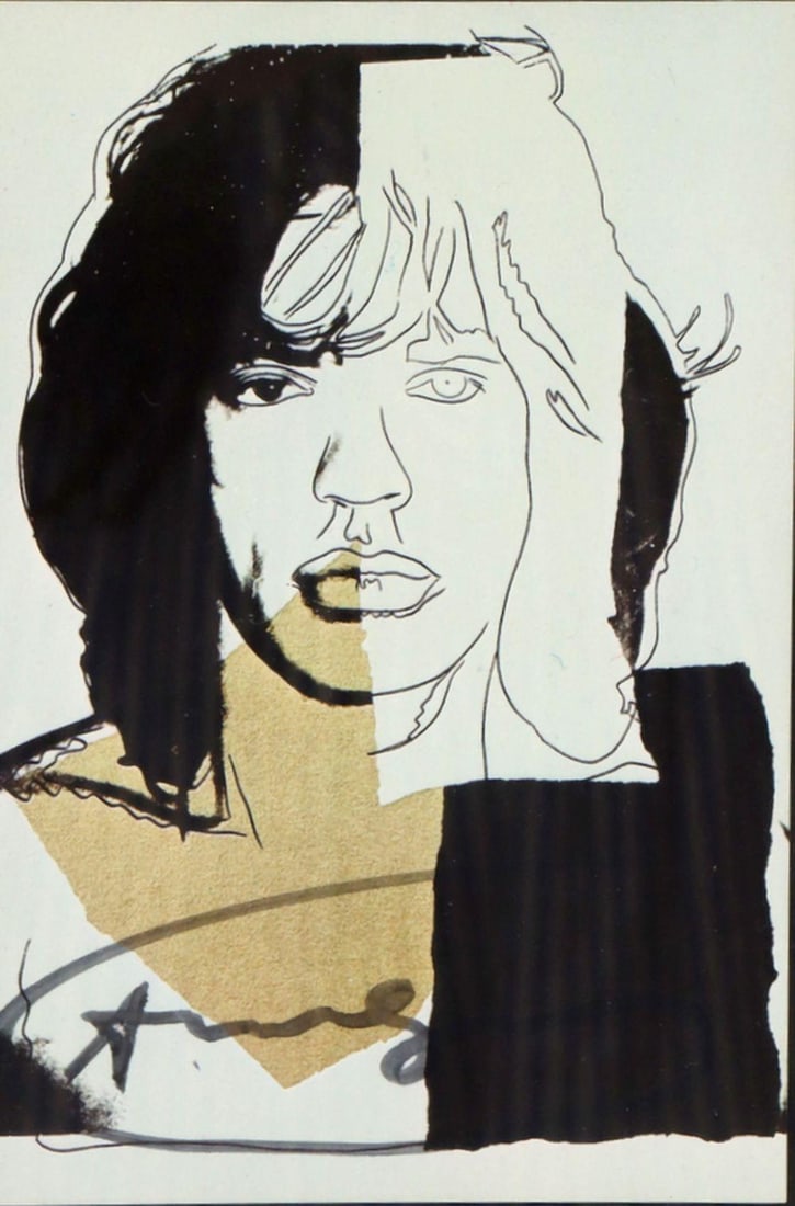Andy Warhol "Mick Jagger" Offset Lithograph Signed Invitation (1 of 4)