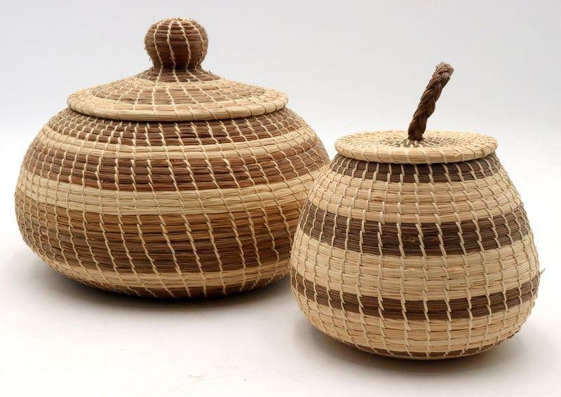 Native American Coushatta Pine Needle Baskets, 2 Pcs. (1 of 9)
