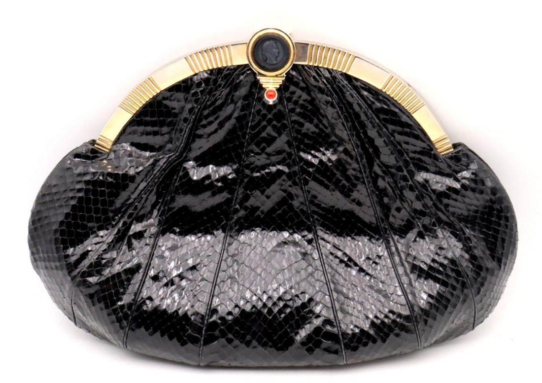 Vintage Judith Leiber Black Snakeskin Clutch (1 of 7)