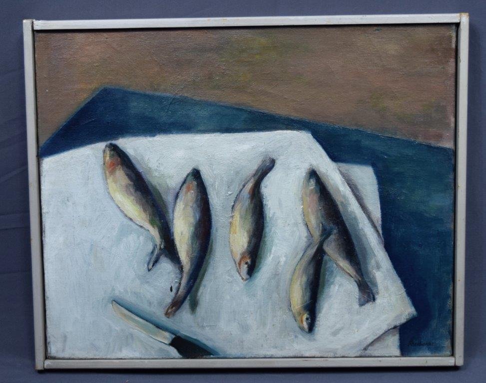 French School, O/C (Still Life w/Fish) (1 of 3)