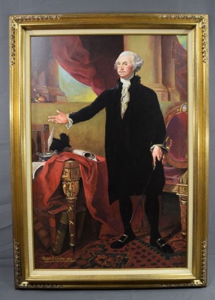 O/B After Gilbert Stuart, (George Washington): AFTER GILBERT STUART (20TH CENTURY) George Washington Oil on board 36" x 24"