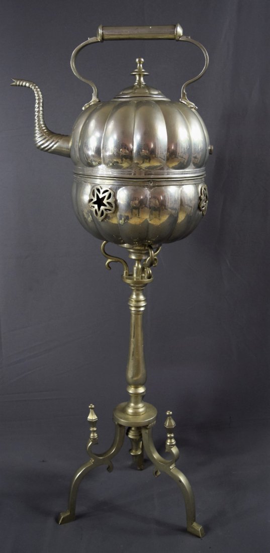 Large Antique Moroccan Silver Plated Tea Pot (w/Stand) (1 of 5)