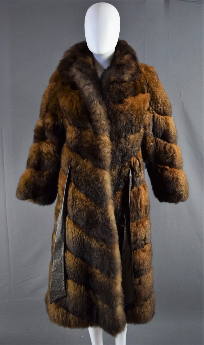 Brown & Black Fur Ladies Coat (Bryn Mawr Salon): A vintage brown and black ladies fur coat (arm 23"; shoulder to shoulder 18")