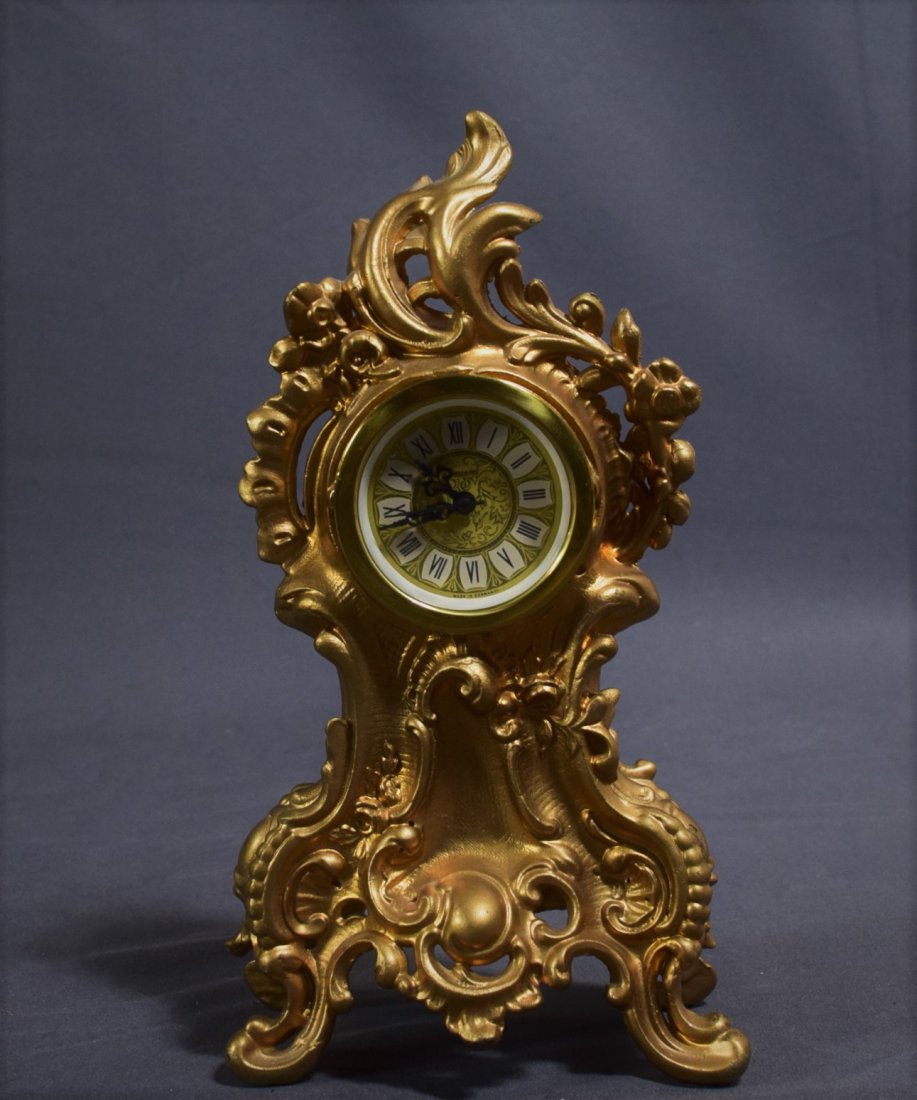 German Mercedes Quartz Gilt Clock (1 of 3)