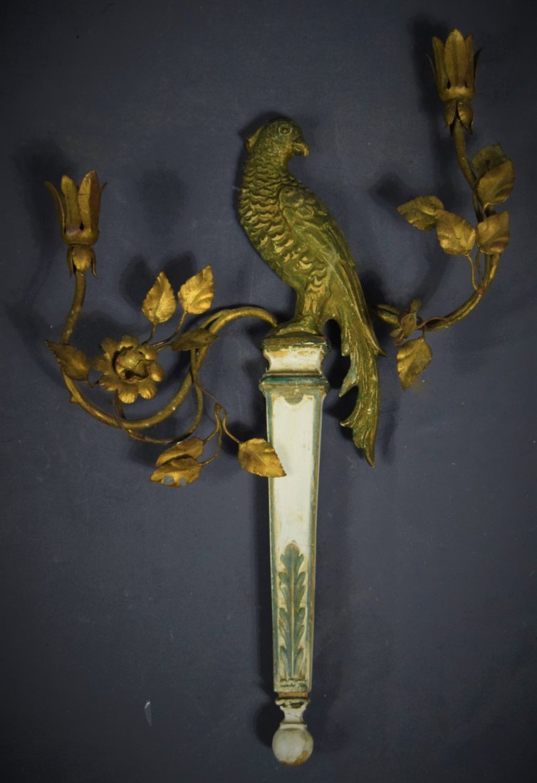 Italian Giltwood & Gilt Metal Parrot Wall Sconce (1 of 1)