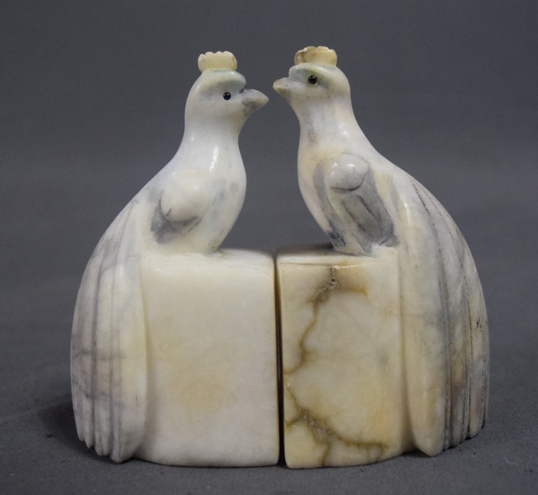 Italian Marble Bookends (Bird Motif) (1 of 2)