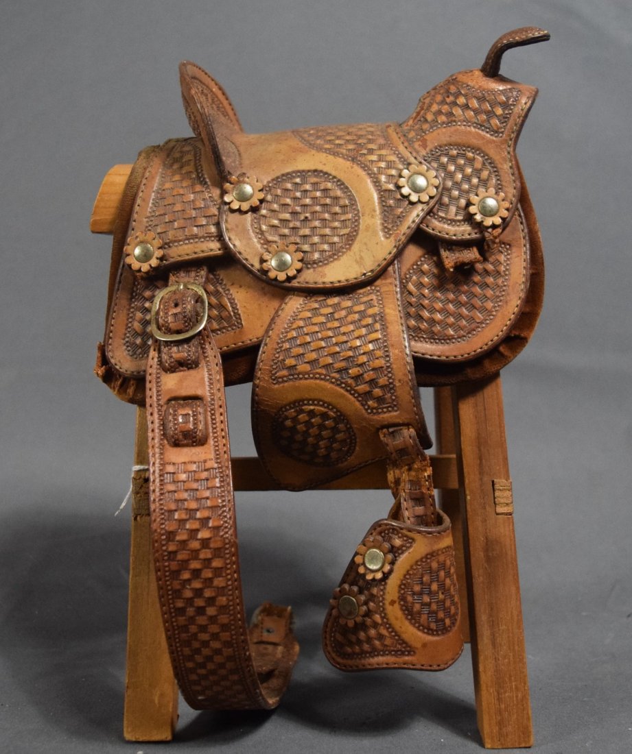 Antique Leather Horse Saddle (Salesman Sample) (1 of 2)