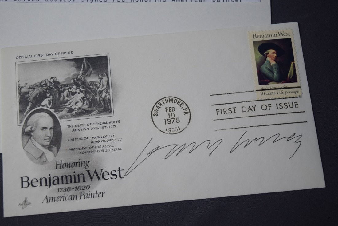 David Hockney, Signed  FDC (Benjamin West 1975) (1 of 3)
