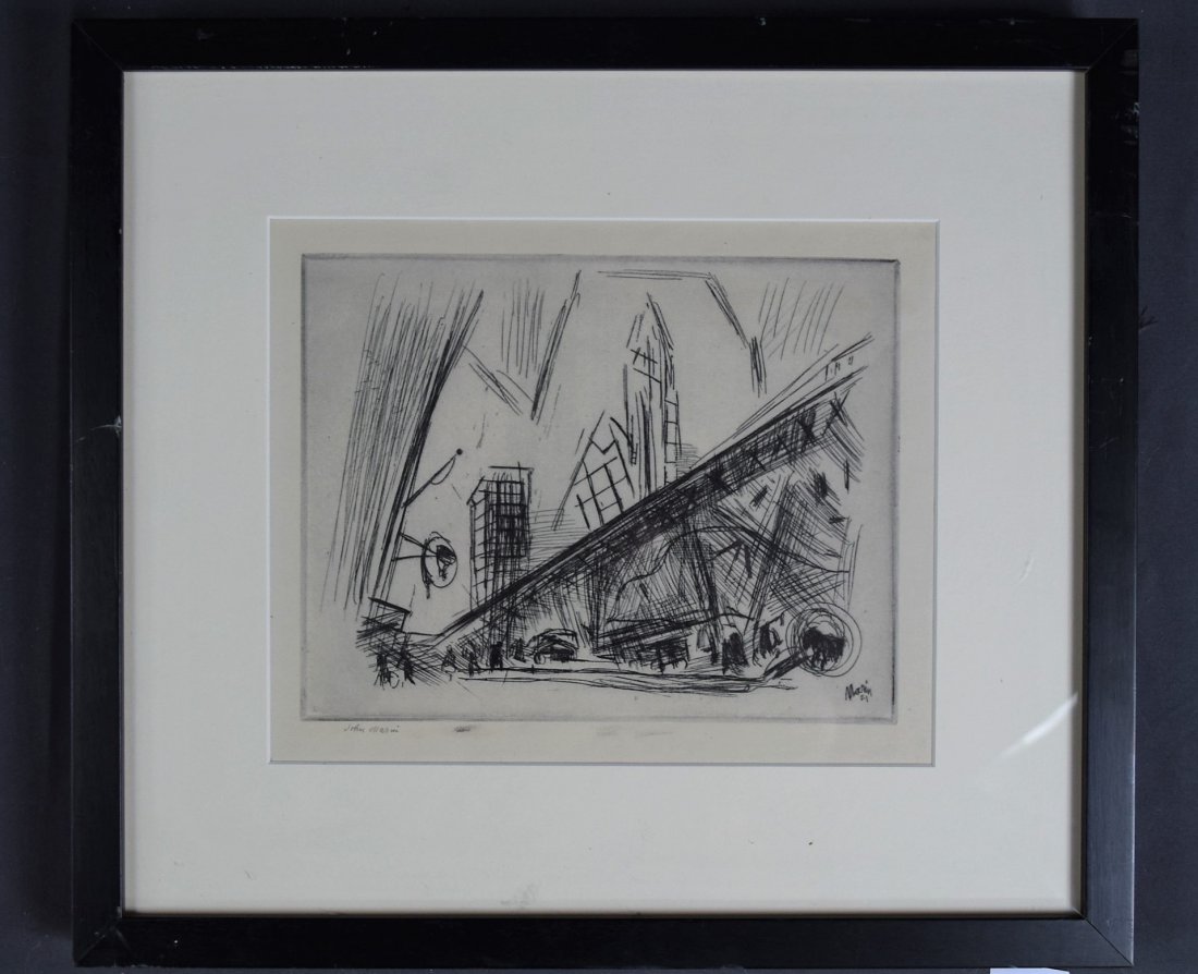 John Marin, Etching (Downtown, The El) (1 of 4)