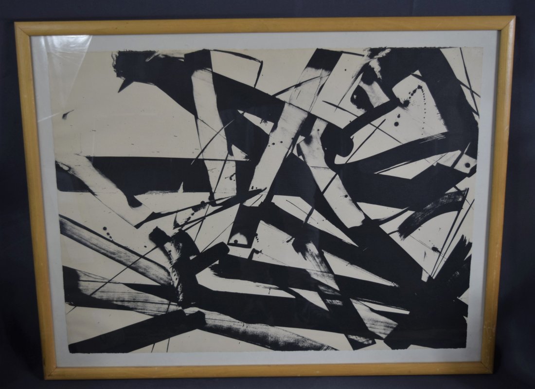 Mid Century Franz Kline Style Lithograph (1 of 3)