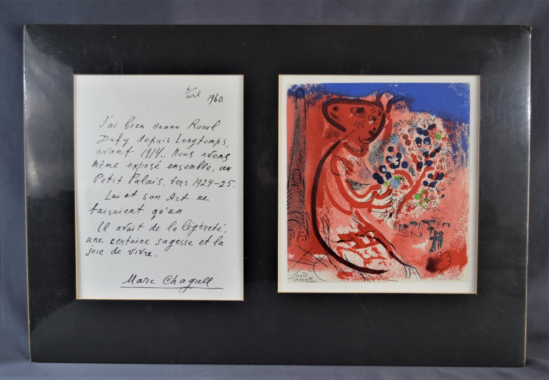 Marc Chagall Hand Signed Letter W/print (1960) (1 of 9)