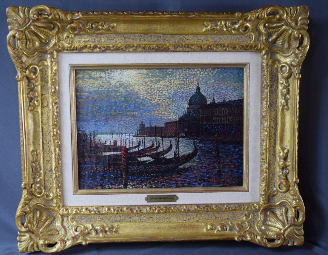 Lucien Neuquelman, O/C (Wally Findlay Gallery Purchase): LUCIEN NEUQUELMAN (1909-1988) Untitled Oil on canvas 10" x 14" Signed right side Label to verso, Wally Findlay Galleries