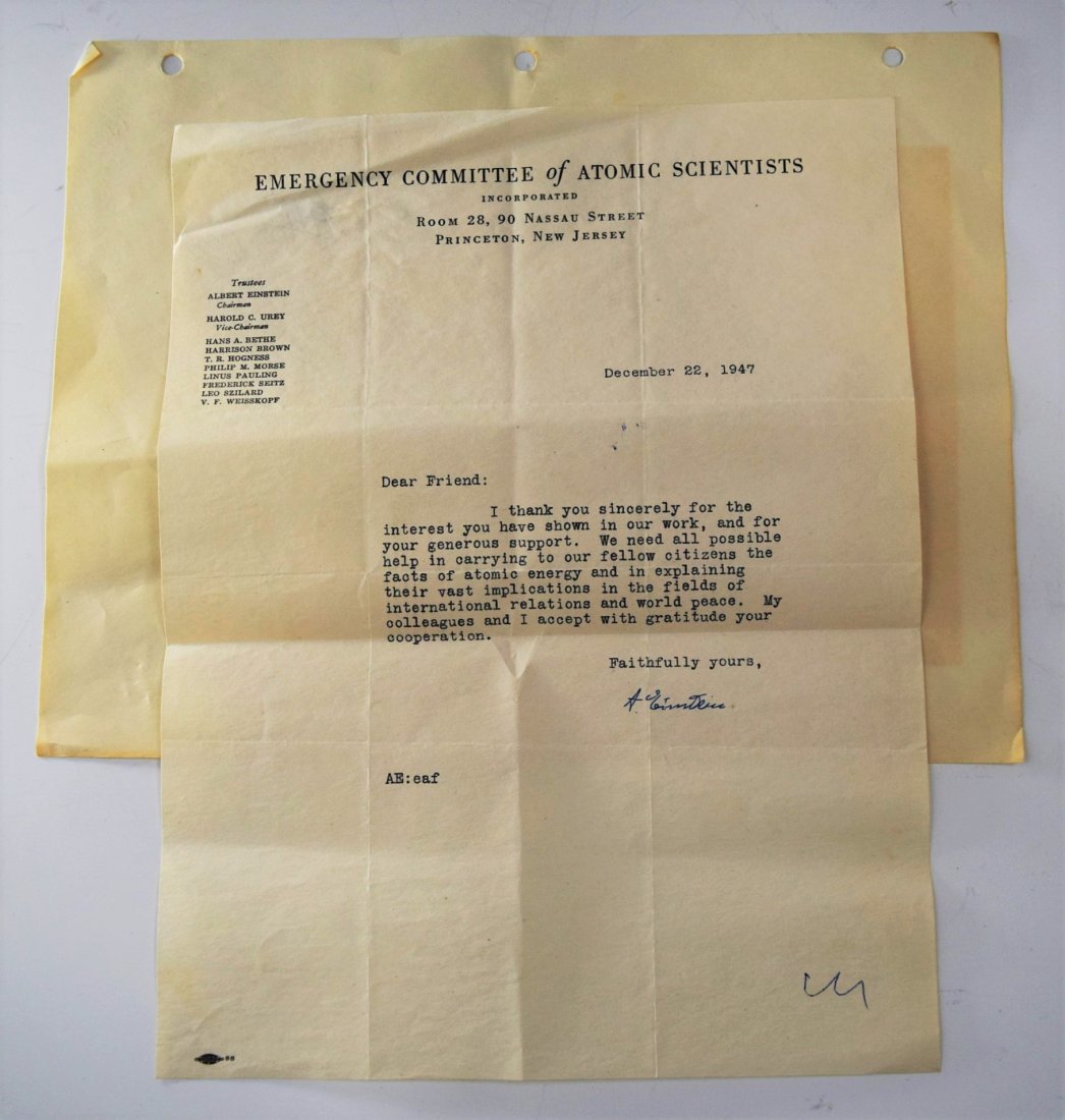Albert Einstein, Typed Letter (Stamped) (1 of 5)