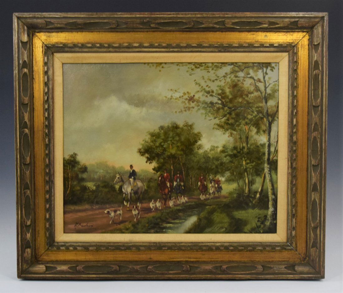 British School, O/C (Men on Horseback w/Dogs) (1 of 10)